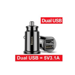 Baseus Bil lader 2xUSB 3.1A i Sort