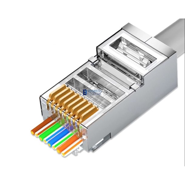 Modularstik 8/8 RJ45 Cat6 (Pass Through) skrmet, 5 stk.