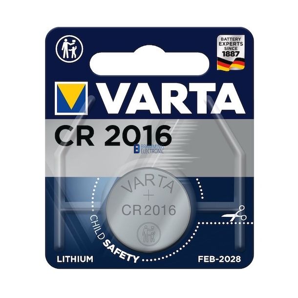 CR2016 3V Lithium knapcelle, Varta 1,6x20mm