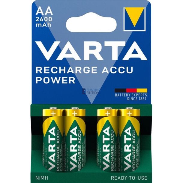 4-Pak AA Genopladelige Batterier fra Varta