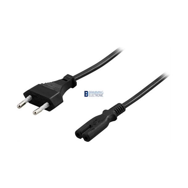 IEC C7 Power cord (8-tals kabel) 3 meter i sort