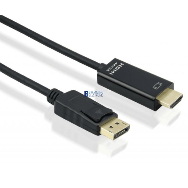 DisplayPort til HDMI monitorkabel med lyd, 20-pin han - 19-pin han, 1m, sort