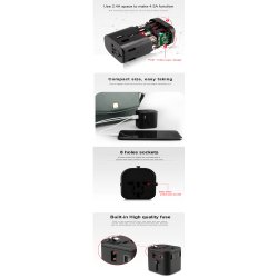 Multifunktion Rejse-adapter (Universal) 4 forskellige stik
