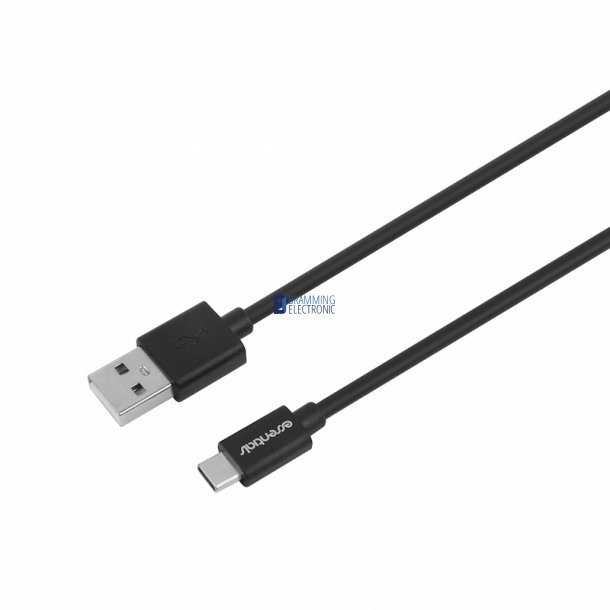 USB-C til USB-A kabel, 1m, 60W, 3A, Sort