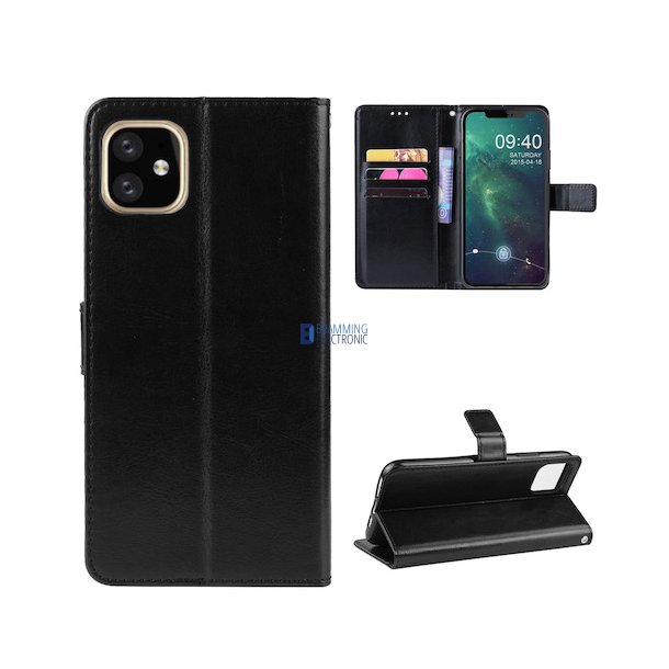iPhone 11 Pro Max Ldercase til kreditkort i Sort