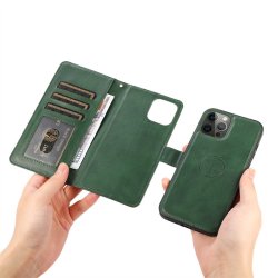iPhone 12 / 12 Pro, 2i1 magnet ldercover med plads til kreditkort i Brun