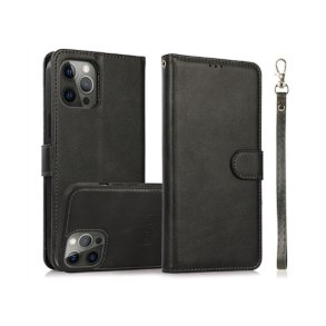 iPhone 16 Pro, 2i1 magnet ldercover med plads til kreditkort i Sort