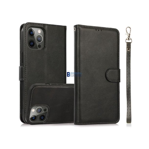 iPhone 11 / XR, 2i1 magnet ldercover med plads til kreditkort i Sort