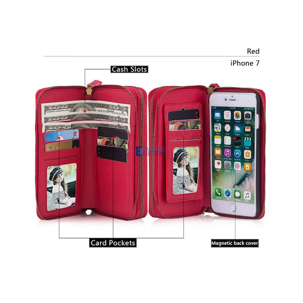 iPhone 7 / 8 Stor lderpung R&oslash;d