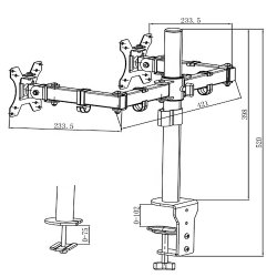 Dobbelt skrmarm 13-27  fuld bevgelse, sort