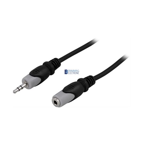 Aux kabel, 3,5mm han - hun, 5m