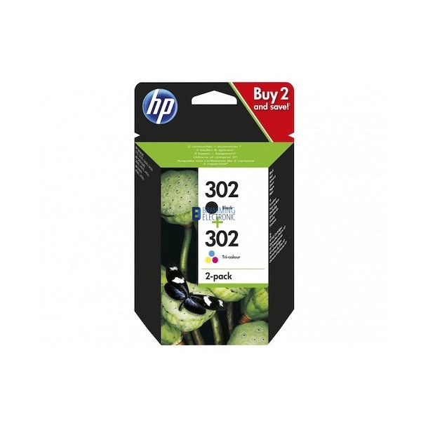 No302 sort &amp; farve combo 2-pack - HP Blk