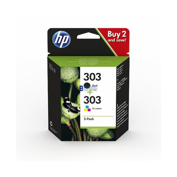 No303 sort &amp; farve combo 2-pack - HP Blk