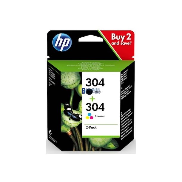 No304 sort &amp; farve combo 2-pack - HP Blk