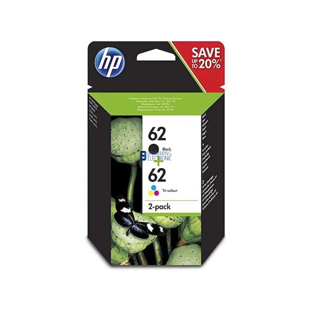 No62 sort &amp; farve combo 2-pack - HP Blk