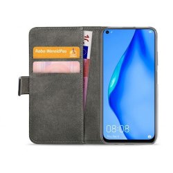 Huawei P40 Lite Ldercase til kreditkort i Sort