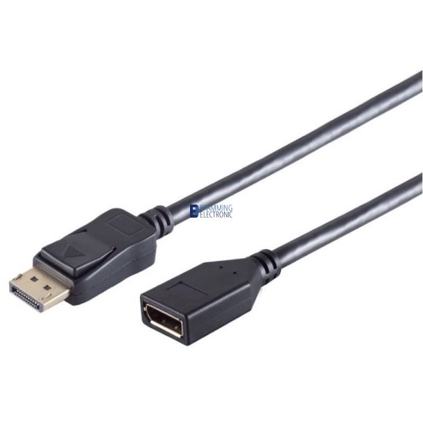 DisplayPort forlnger, 1.0m i sort (DP 1.2, 4K)