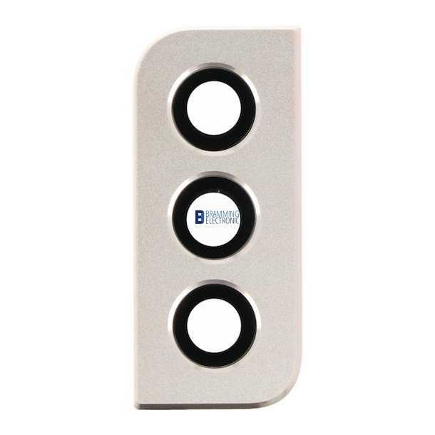 Samsung S21 Plus, Glasset foran bagkameraet med ramme i guld