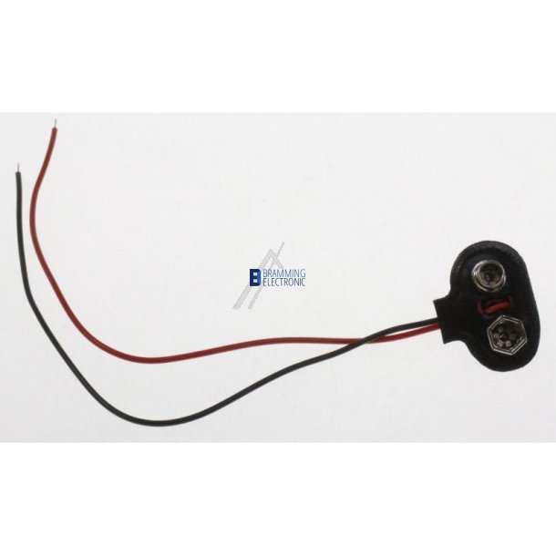 9V batteriklips - T-form - med kabel