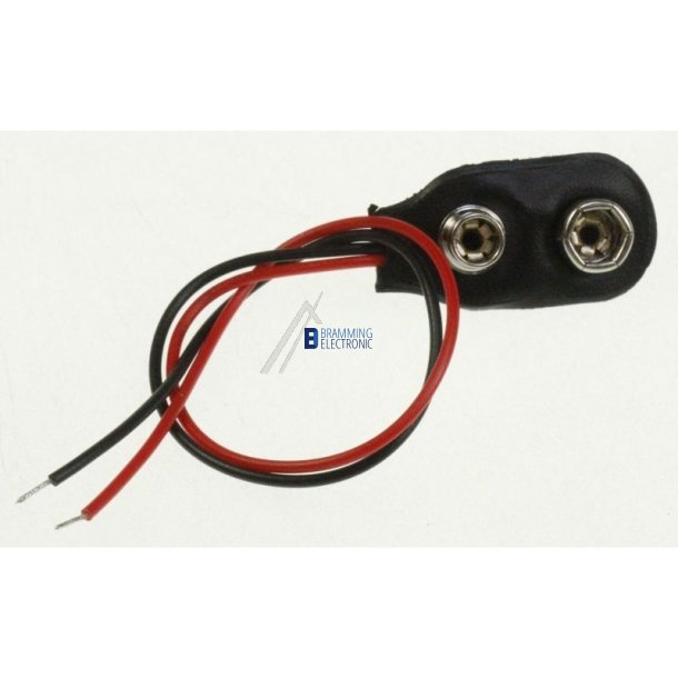 9V batteriklips - I-form - med kabel