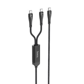 Hoco USB-C til 2xUSB-C kabel, 1.5m, 100W, 3A, sort