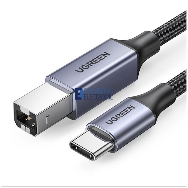 UGREEN - USB-C han - Type B 2m i Grå / Sort (Printer kabel) - USB / USB-C Kabler - Bramming Electronic ApS