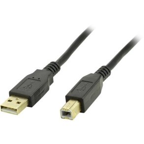 USB 2.0 kabel Type A han - Type B han, guldbelagt stik, 1.8m, sort