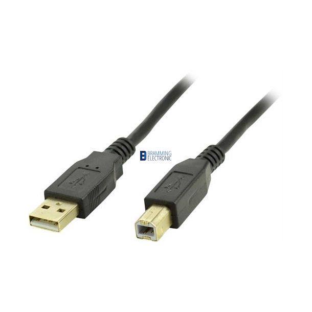 lytter en kop Addition USB 2.0 kabel Type A han - Type B han, guldbelagt stik, 2m, sort - USB / USB-C  Kabler - Bramming Electronic ApS