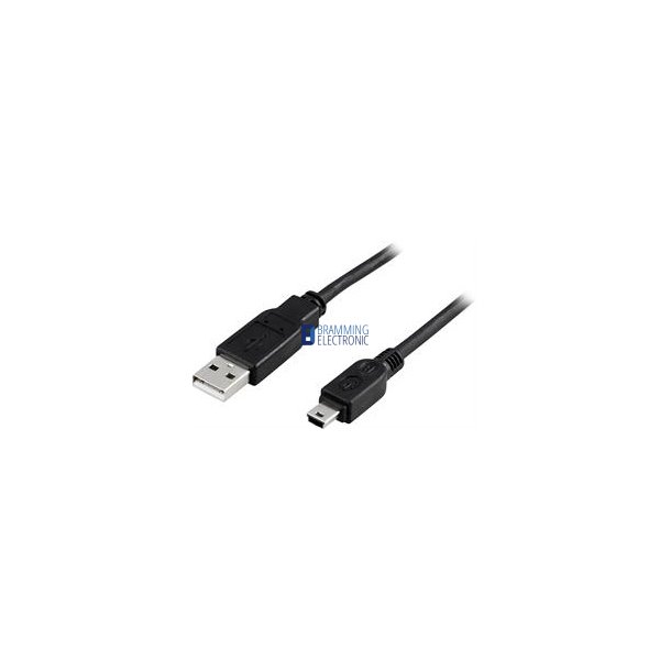USB-A 2.0 kabel Han - USB Mini B Han 3m, sort