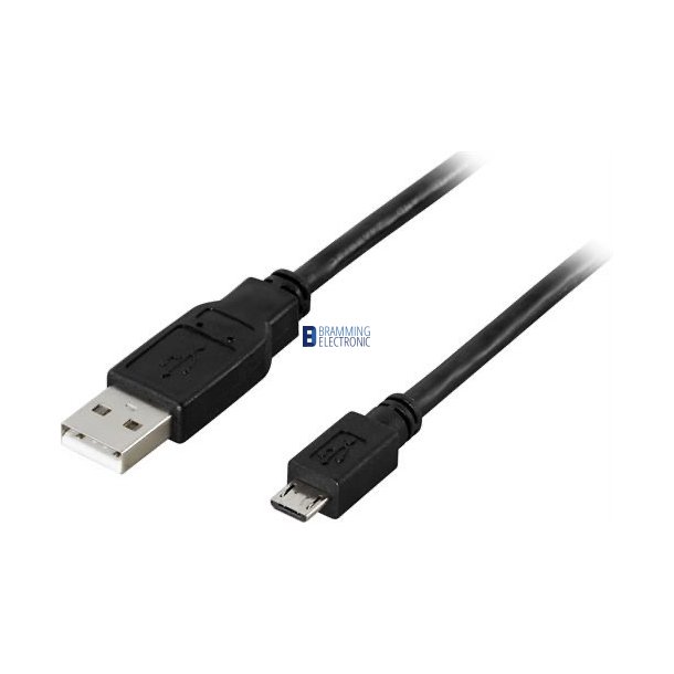 Opladerkabel, Micro USB han til USB-A han, 3m, sort
