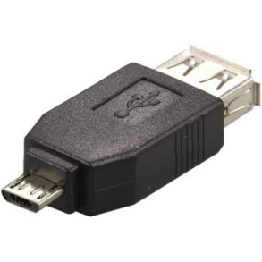 OTG USB-adapter Type A hun - Type Micro B han, sort 