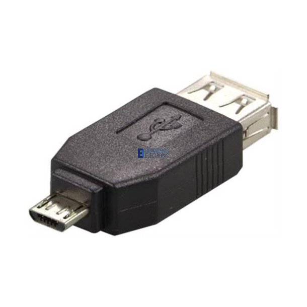 OTG USB-adapter Type A hun - Type Micro B han, sort 