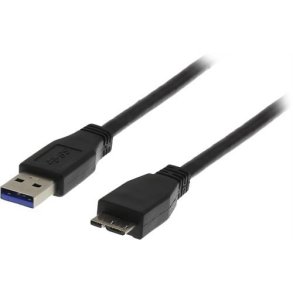 USB-A 3.0 kabel, Than - Type Micro B han, 1m, sort
