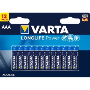 12-Pak AAA Batterier fra Varta