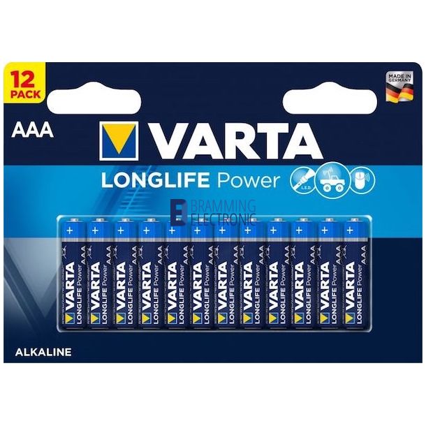 12-Pak AAA Batterier fra Varta