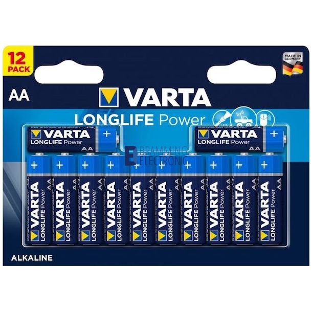 12-Pak AA Batterier fra Varta