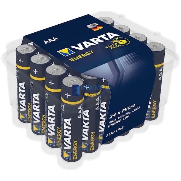 24-Pak AAA Batterier fra Varta