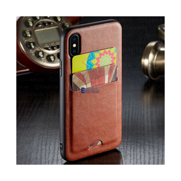 iPhone XR, TPU Dual-card cover i brun