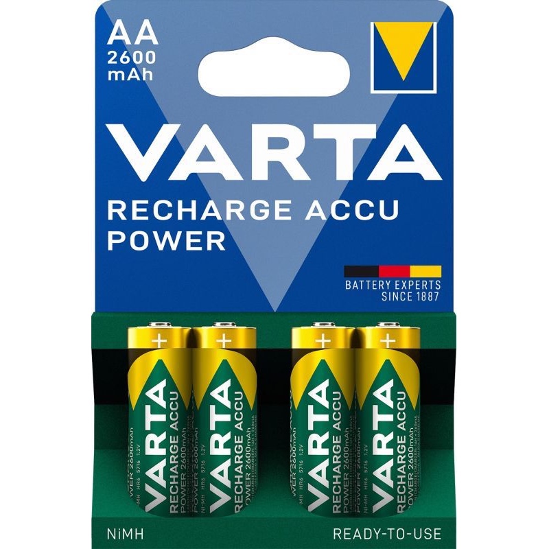 4-Pak AA Genopladelige Batterier fra Varta