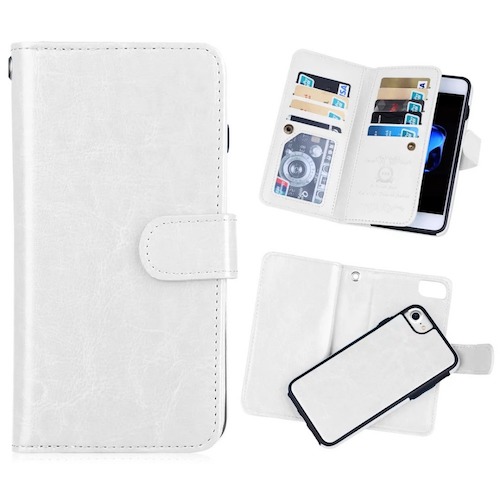 iPhone XS Max, Deluxe lædercover med plads til kreditkort Hvid