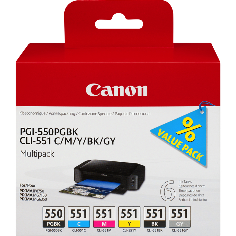 Canon PGI-550/CLI-551 PGBK/C/M/Y/BK/GY multi pack