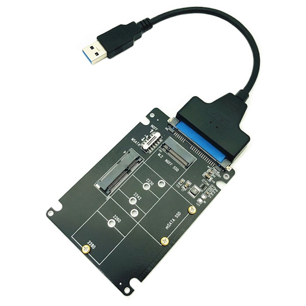Converter fra 2,5" SATA > m.2 ngff, full size eller mSATA - (inkl. usb 3.0 til SATA adapter)