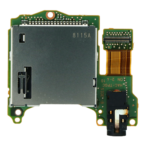 Nintendo Switch audio jack og spilkort læser