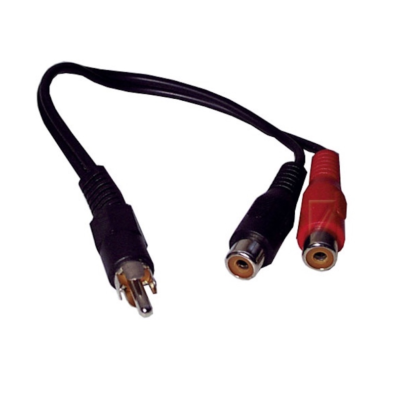 Phono til Phono stereo splitter 1xhan - 2x hun (Rød/Hvid)