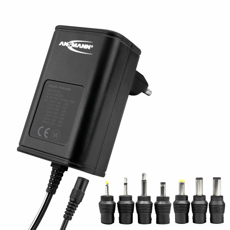 600mA Universal oplader (3V-12V) 7 forskellige stik.