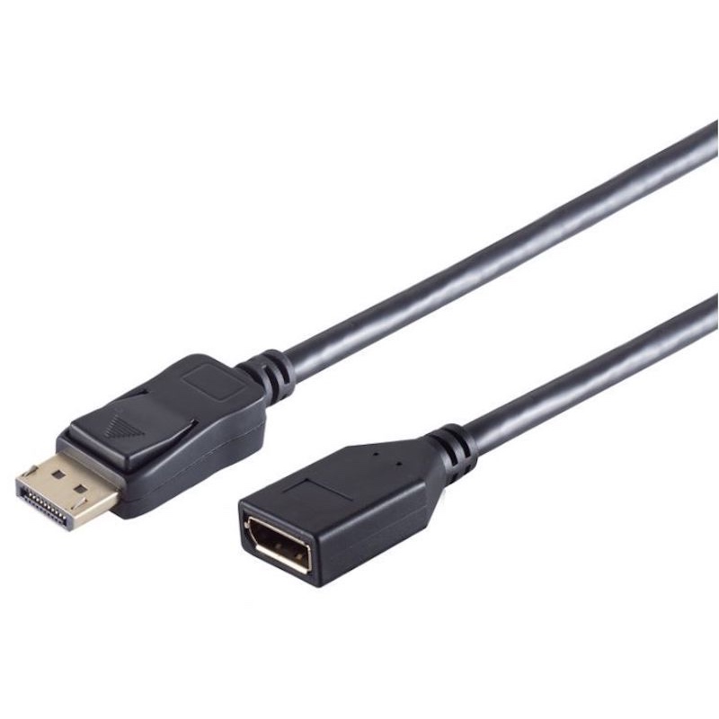DisplayPort forlænger, 0.5m i sort (DP 1.2, 4K)