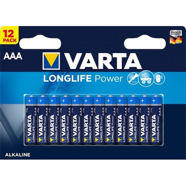 12-Pak AAA Batterier fra Varta